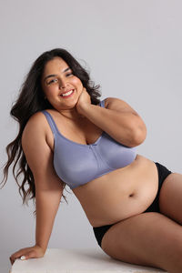 Zivame True Curv Single Layered Non Wired Full Coverage Super Support Bra - Silver Bullet — thumbnail 4